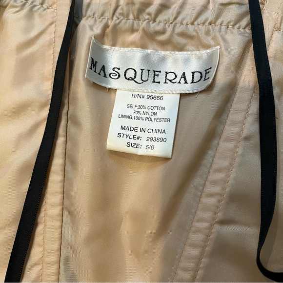 Vintage 90s Masquerade Strapless Black Gold Tiered Tulle Tutu Skirt Dress,Sz 5/6 - Picture 13 of 15